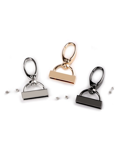 Kovová karabína otočná s koncovkou na popruh, prievlak 25 mm - 1 ks | Mimib