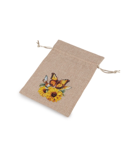 Darčekové vrecúško slnečnice 13x18 cm imitácia juty - 10 ks | Mimib