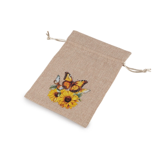 Darčekové vrecúško slnečnice 13x18 cm imitácia juty - 10 ks | Mimib