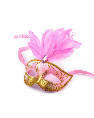Karnevalová maska GLITRY s perím - 1 ks | Mimib