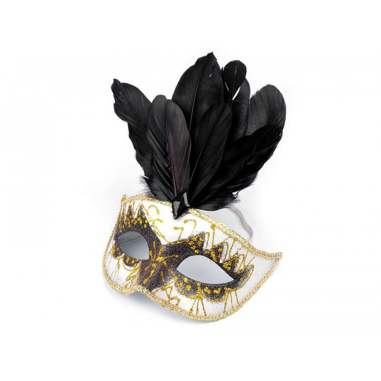 Karnevalová maska GLITRY s perím - 1 ks | Mimib