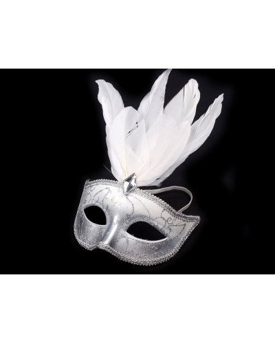 Karnevalová maska GLITRY s perím - 1 ks | Mimib