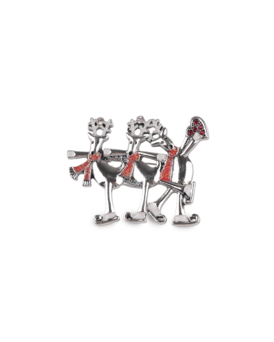 Brošňa soby na korčuliach, snehuliaci - 1 ks | Mimib