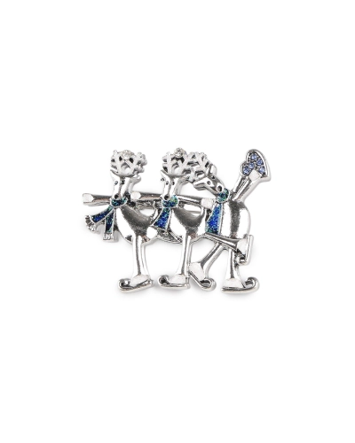 Brošňa soby na korčuliach, snehuliaci - 1 ks | Mimib