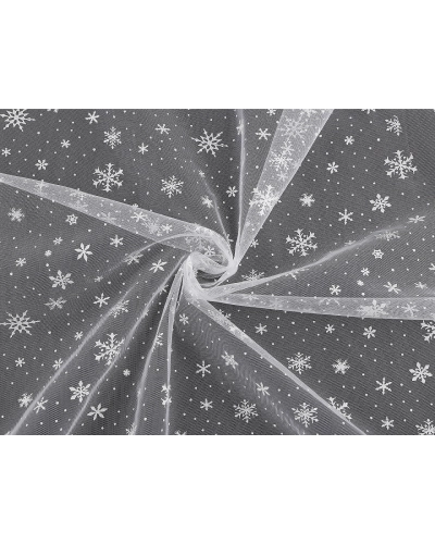 Tyl odevný / dekoračný vianočné vločky - 1 m | Mimib