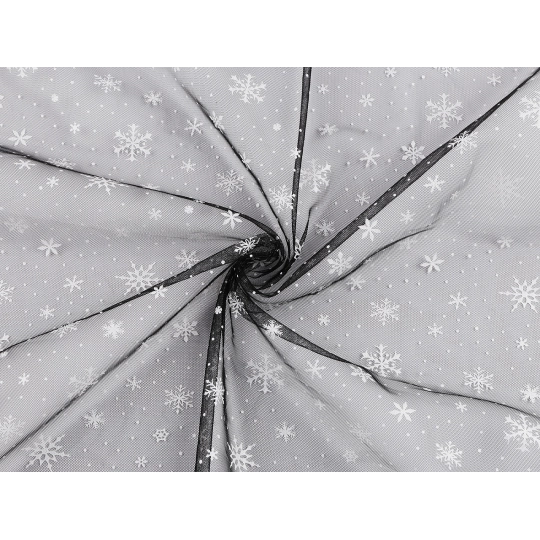 Tyl odevný / dekoračný vianočné vločky - 1 m | Mimib