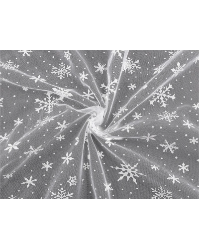 Tyl odevný / dekoračný vianočné vločky - 1 m | Mimib