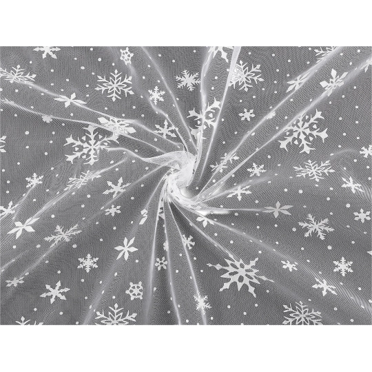 Tyl odevný / dekoračný vianočné vločky - 1 m | Mimib