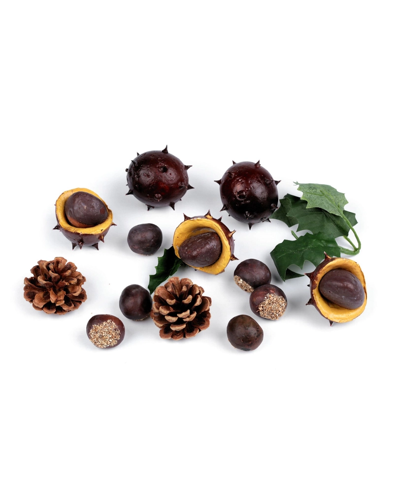 Umelé gaštany, šišky, listy - 1 pytl. | Mimib