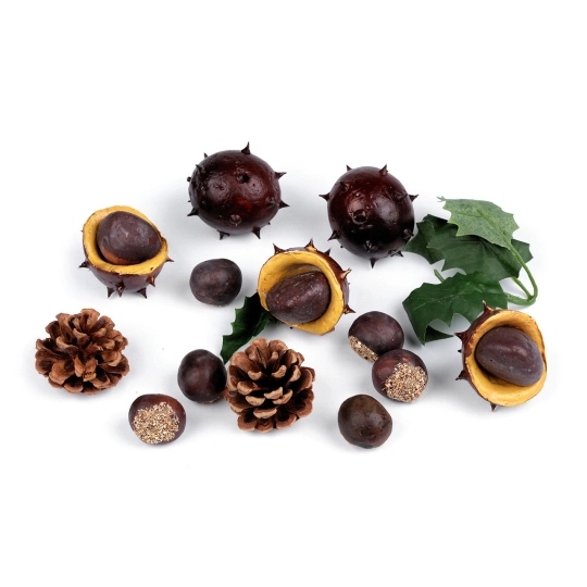 Umelé gaštany, šišky, listy - 1 pytl. | Mimib