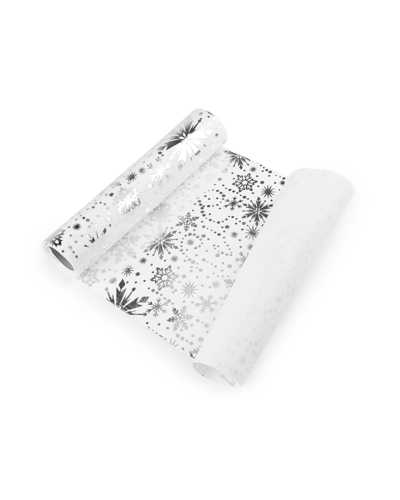 Vianočný velvet / zamat na výrobu behúňov a dekorácií - vločka, šírka 28 cm - 2.7 m | Mimib