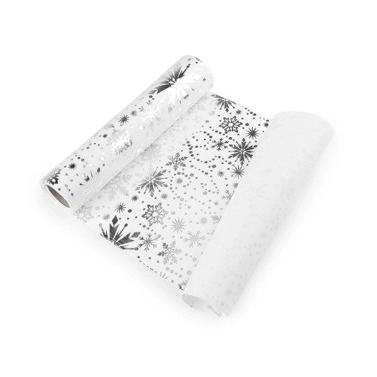 Vianočný velvet / zamat na výrobu behúňov a dekorácií - vločka, šírka 28 cm - 2.7 m | Mimib