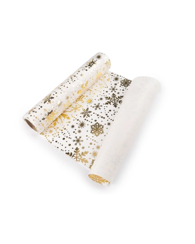 Vianočný velvet / zamat na výrobu behúňov a dekorácií - vločka, šírka 28 cm - 2.7 m | Mimib