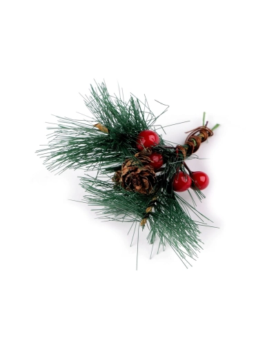 Umelá vianočná vetvička na drôtiku - 3 ks | Mimib