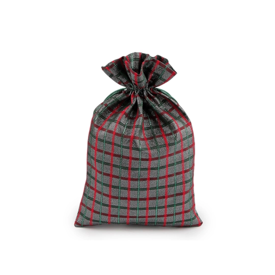 Vianočné darčekové vrecúško káro s lurexom 20x30 cm - 10 ks | Mimib
