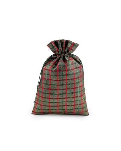 Vianočné darčekové vrecúško káro s lurexom 20x30 cm - 10 ks | Mimib