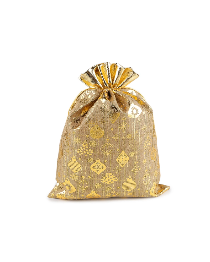 Vianočné darčekové vrecúško 30x40 cm imitácia juty - 1 ks | Mimib