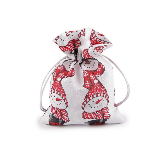 Vianočné darčekové vrecko snehuliak 13x18 cm imitácia juty - 1 ks | Mimib