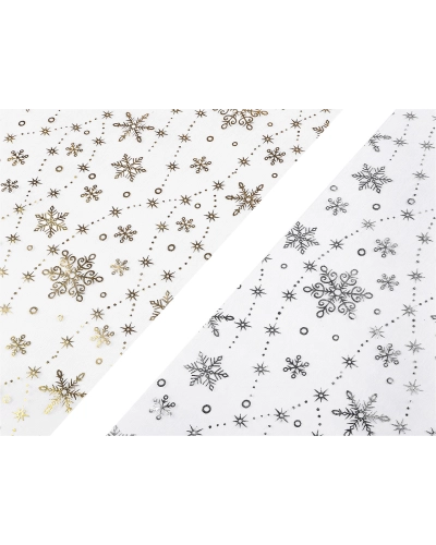 Vianočná organza s potlačou - vločka, šírka 36 cm - 4.5 m | Mimib