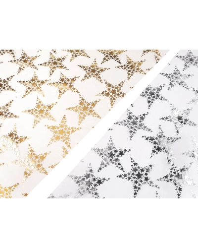 Vianočná organza s potlačou - hviezda, šírka 36 cm - 4.5 m | Mimib