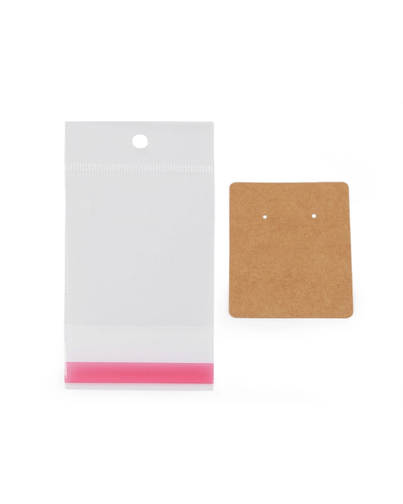 Papierová karta na náušnice s vreckom s eurozávesom 5x6 cm - 200 sada | Mimib