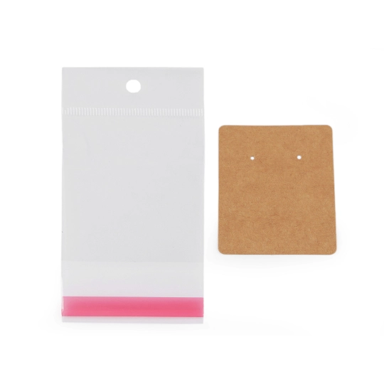 Papierová karta na náušnice s vreckom s eurozávesom 5x6 cm - 200 sada | Mimib