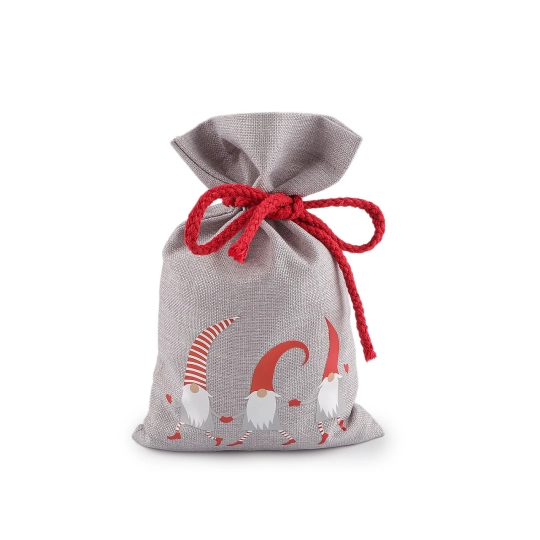 Vianočné darčekové vrecúško škriatok 15x25 cm imitácia juty - 1 ks | Mimib