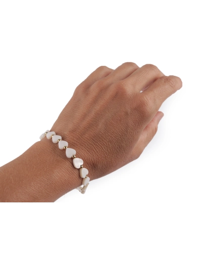 Náramok z nerezovej ocele s perleťovými srdiečkami - 1 ks | Mimib