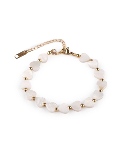 Náramok z nerezovej ocele s perleťovými srdiečkami - 1 ks | Mimib