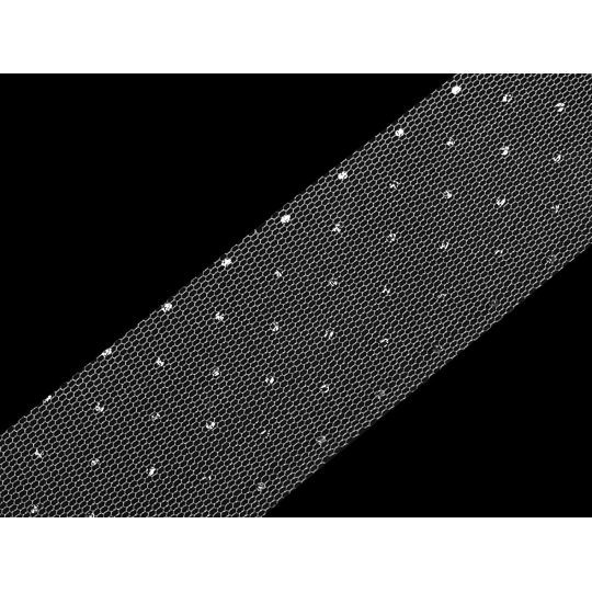 Tylová stuha so striebornými bodkami šírka 40 mm - 22.5 m | Mimib