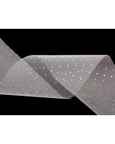 Tylová stuha so striebornými bodkami šírka 75 mm - 22.5 m | Mimib