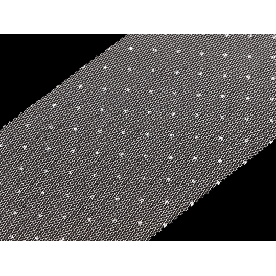 Tylová stuha so striebornými bodkami šírka 75 mm - 22.5 m | Mimib