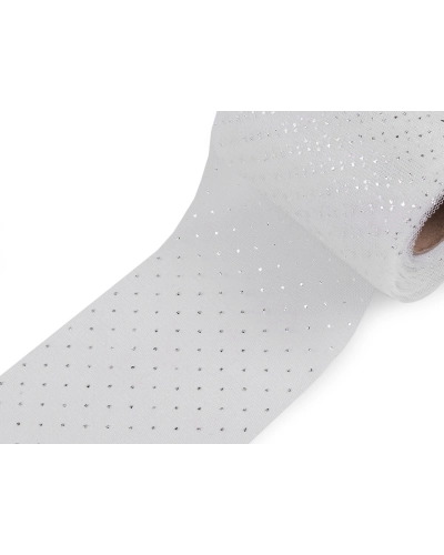 Tylová stuha so striebornými bodkami šírka 10 cm - 22.5 m | Mimib