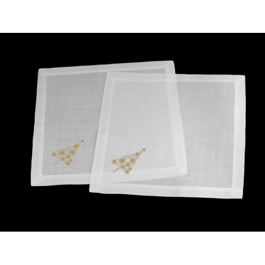 Prestieranie textilné, lurexová výšivka vianočný stromček 42x42 cm - 2 ks | Mimib