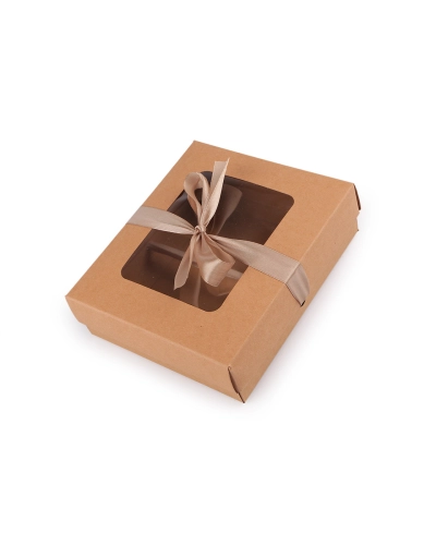Papierová krabička s priehľadom a stuhou - 5 ks | Mimib