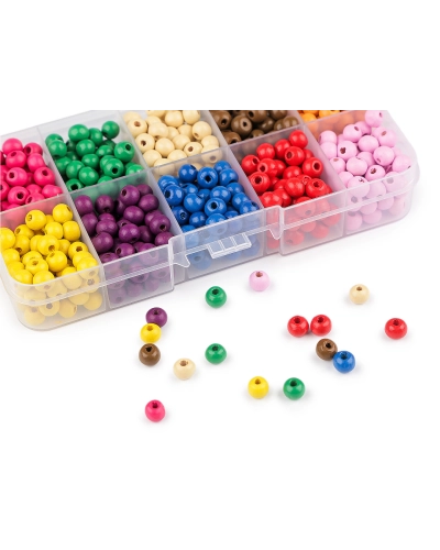 Súprava drevených korálikov v boxe - 1 sada | Mimib