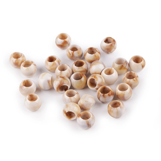 Plastové korálky s veľkým prievlakom imitujúci mramor 10x12 mm - 20 g | Mimib