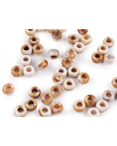 Plastové korálky s veľkým prievlakom imitujúce mramor 6x9 mm - 20 g | Mimib