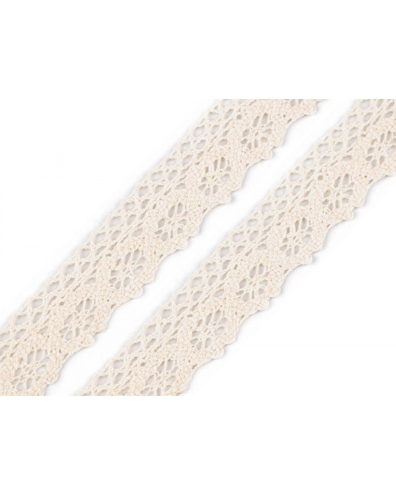 Čipka bavlnená šírka 25 mm paličkovaná | Mimib
