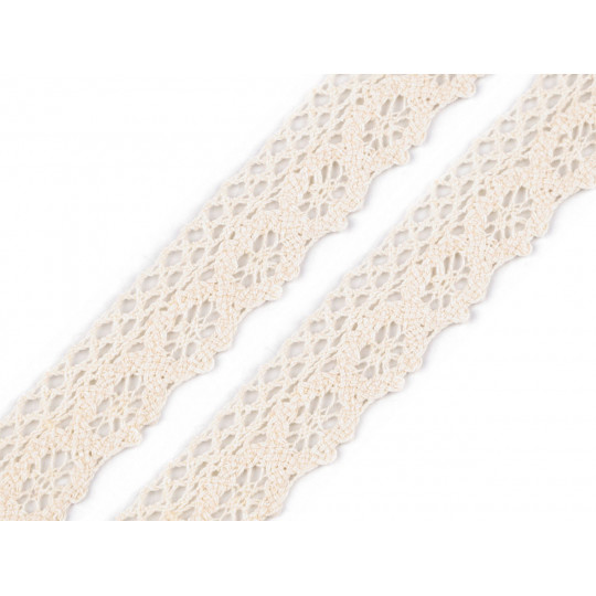 Čipka bavlnená šírka 25 mm paličkovaná | Mimib