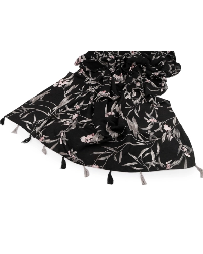 Šatka / šál / pléd s kvetmi a strapcami 80x180 cm - 1 ks | Mimib