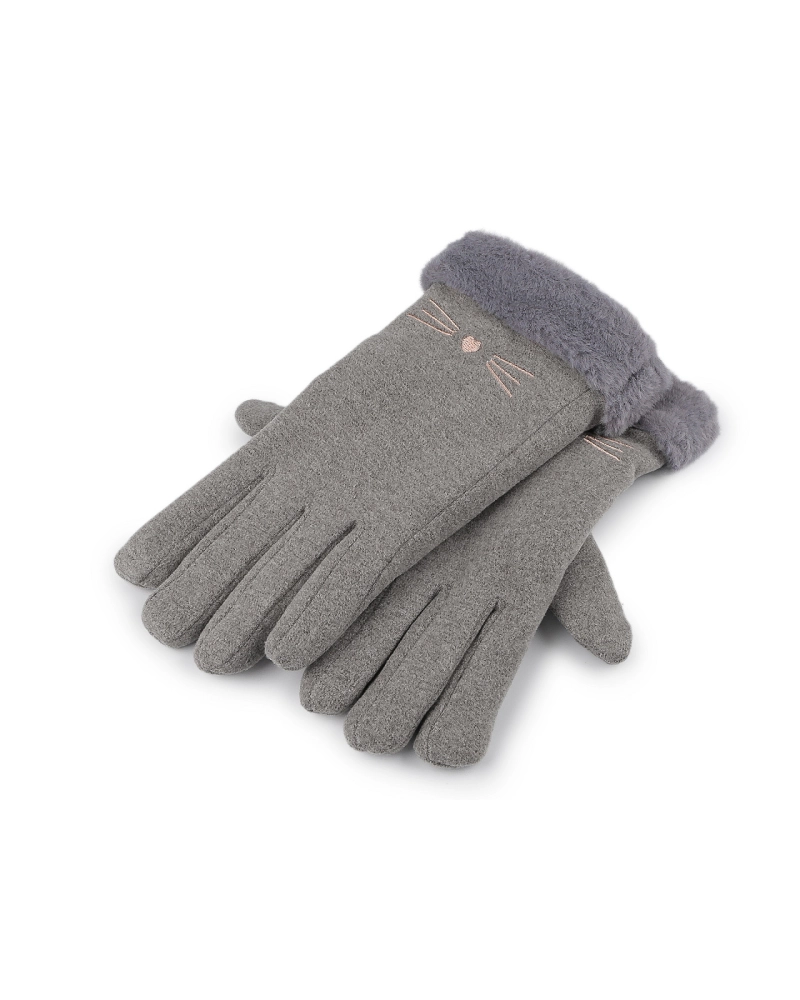 Dievčenské rukavice s kožušinou zateplené, dotykové - 1 pár | Mimib