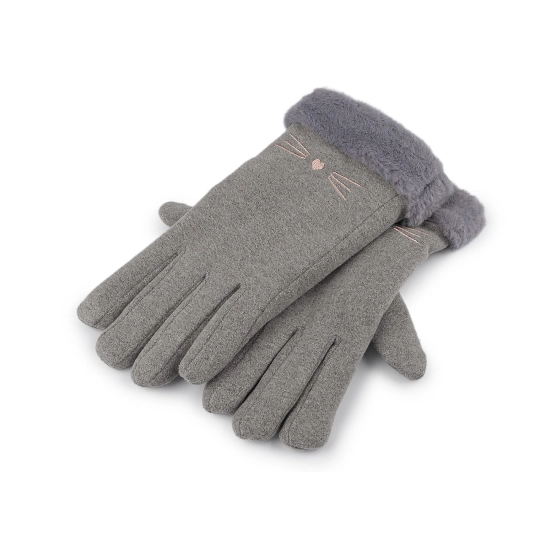 Dievčenské rukavice s kožušinou zateplené, dotykové - 1 pár | Mimib