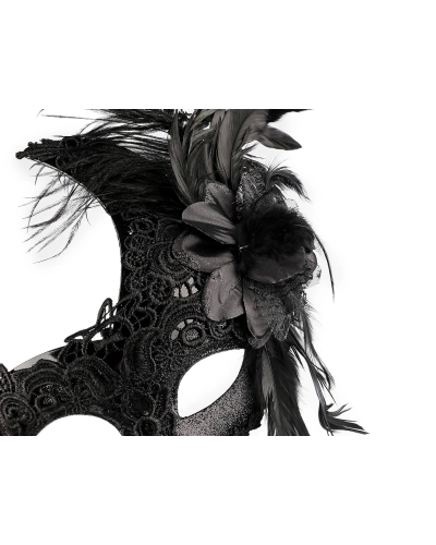 Karnevalová maska - škraboška čipková s perím - 1 ks | Mimib