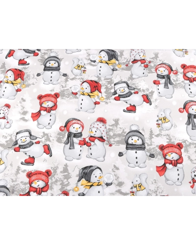 Vianočná bavlnená látka / plátno snehuliak - 1 m | Mimib