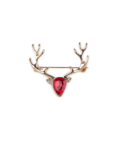 Vianočná brošňa s brúsenými kamienkami jeleň - 1 ks | Mimib