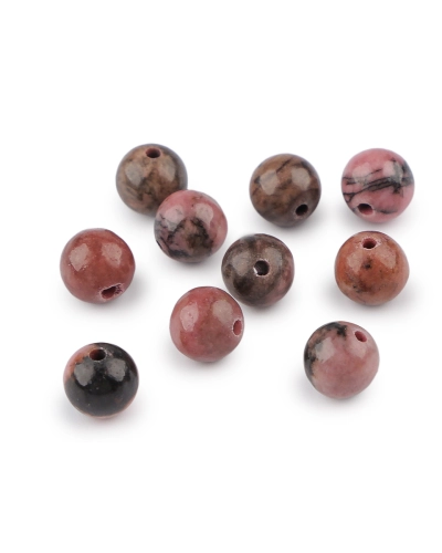 Rodonit tmavý, minerálne korálky Ø6 mm - 10 ks | Mimib