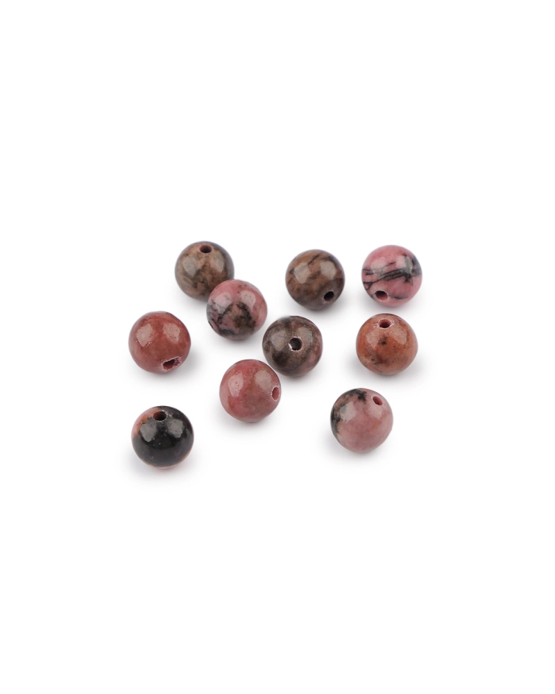Rodonit tmavý, minerálne korálky Ø6 mm - 10 ks | Mimib