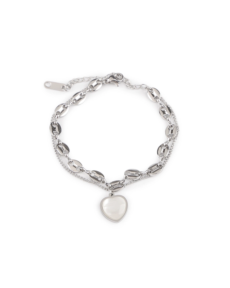 Náramok z nerezovej ocele dvojitý, srdce - 1 ks | Mimib