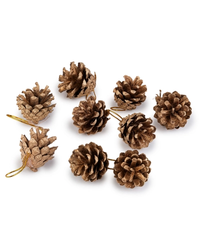 Vianočné šišky metalické na zavesenie - 9 ks | Mimib